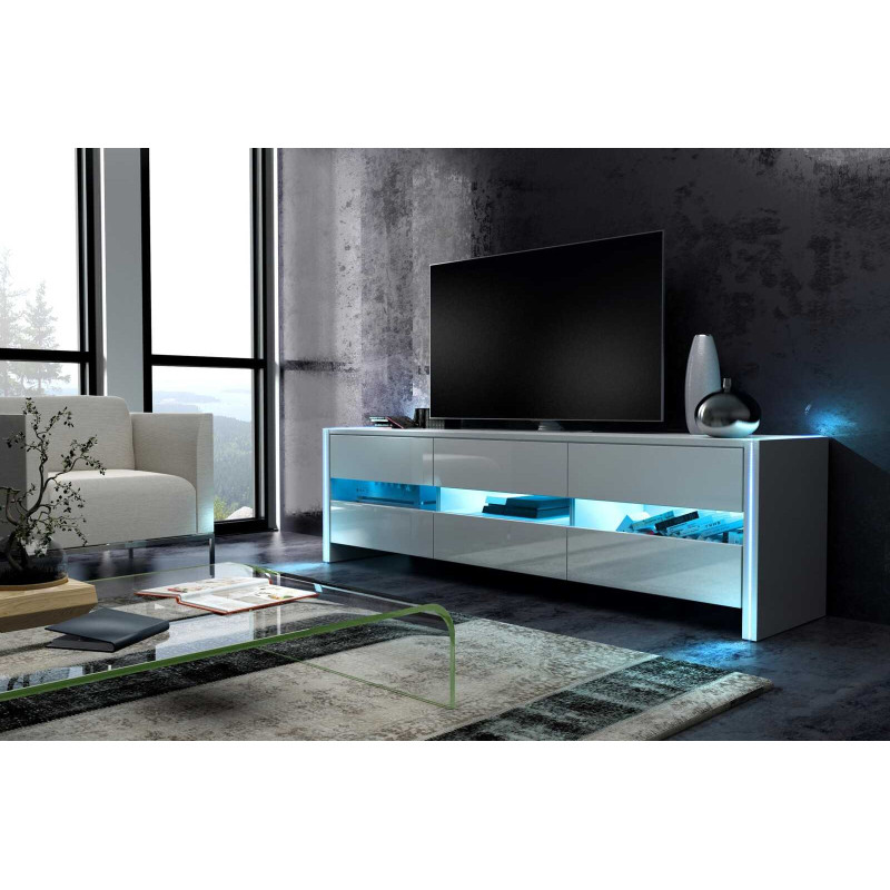 Stolik RTV Fox Biały/Biały połysk