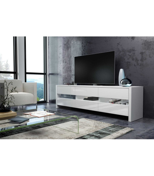 Stolik RTV Fox Biały/Biały połysk