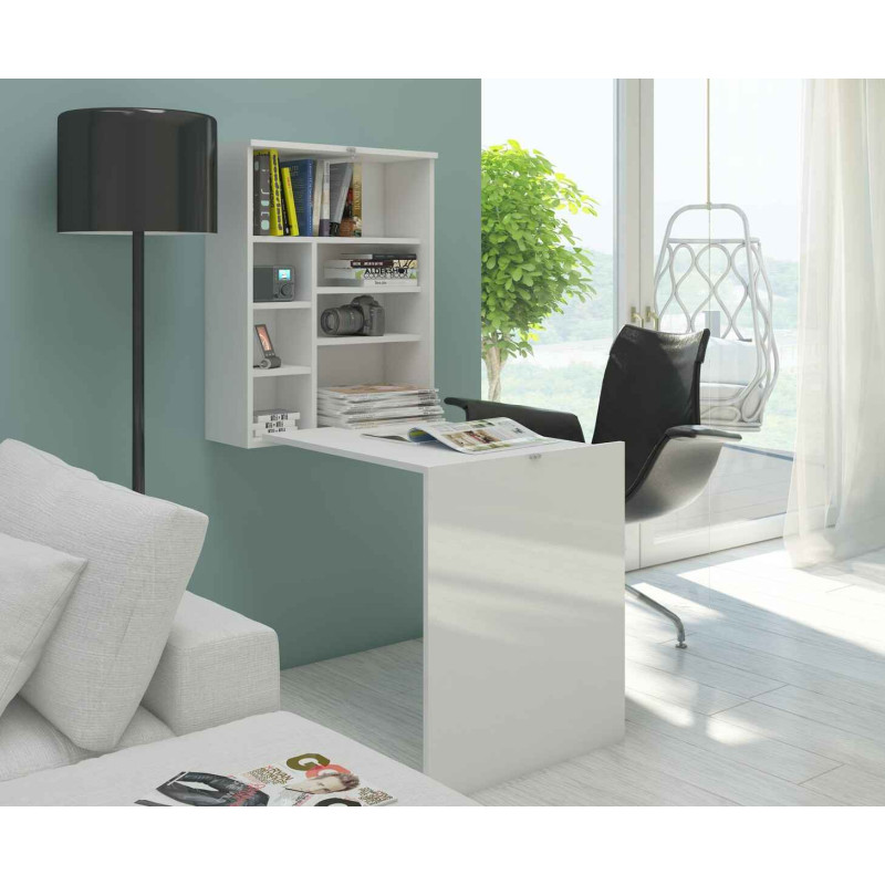 Biurko wiszące Hide Biały/Biały połysk