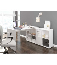 Biurko z szafkami Beat P - biały / biały połysk