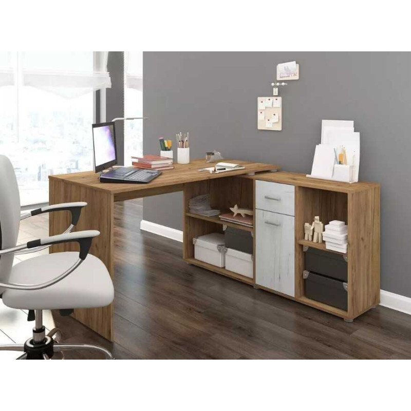 Biurko z szafkami Beat P - craft złoty / craft biały