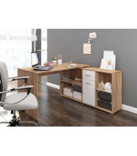 Biurko z szafkami Beat P - sonoma jasna / biały połysk