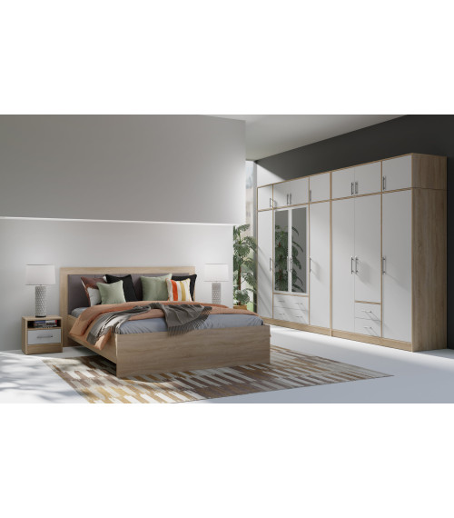 Stolik nocny SMART 7L Dąb sonoma/Biały lux