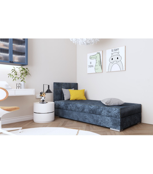 Sintra I łóżko kontynentalne tk. Fior 605 (niebieski) z materacem