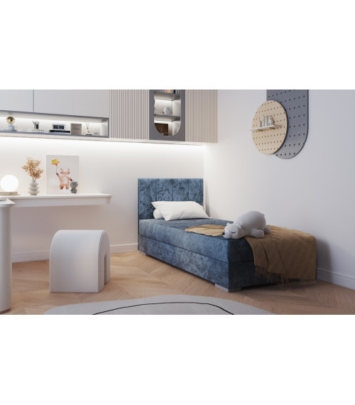 Coimbra I łóżko kontynentalne tk. FIOR 605 (niebieski) z materacem