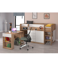 Łóżko piętrowe Smile prawe Sonoma jasna/Biały