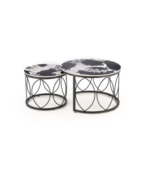 ALEXANDRA zestaw 2 ław, czarny marmur / czarny