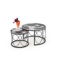 ALEXANDRA zestaw 2 ław, czarny marmur / czarny