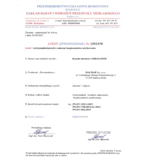 AMBASADOR fotel gabinetowy popielato / czarny