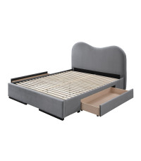 AMBER 160 łóżko z szufladami popiel velvet (3p1szt)