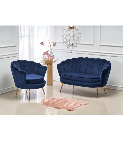 AMORINITO XL fotel wypoczynkowy granatowy / złoty