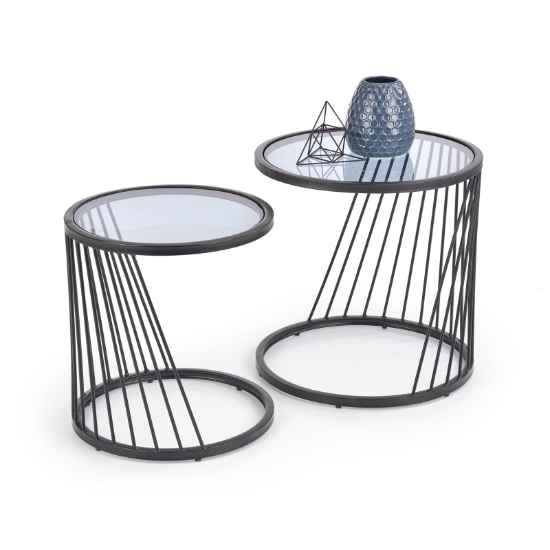 ANTILLA zestaw 2 ław czarny / dymiony (1p1szt)