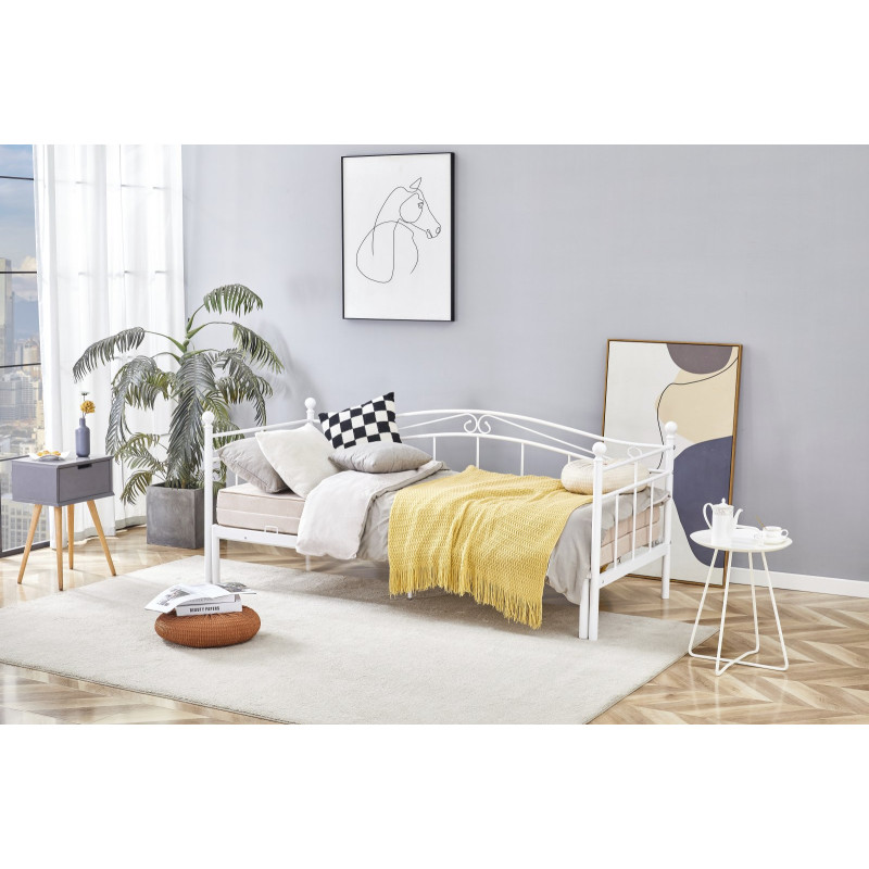 ARIZA łóżko z wysuwanym dodatkowym materacem, biały (1p1szt)