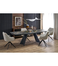 ARMANI stół rozkładany, czarny marmur / czarny (2p1szt)