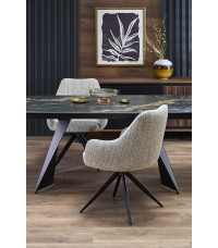 ARMANI stół rozkładany, czarny marmur / czarny (2p1szt)