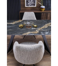 ARMANI stół rozkładany, czarny marmur / czarny (2p1szt)