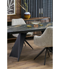 ARMANI stół rozkładany, czarny marmur / czarny (2p1szt)