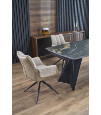 ARMANI stół rozkładany, czarny marmur / czarny (2p1szt)