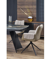 ARMANI stół rozkładany, czarny marmur / czarny (2p1szt)