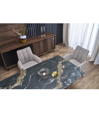 ARMANI stół rozkładany, czarny marmur / czarny (2p1szt)