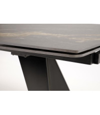 ARMANI stół rozkładany, czarny marmur / czarny (2p1szt)