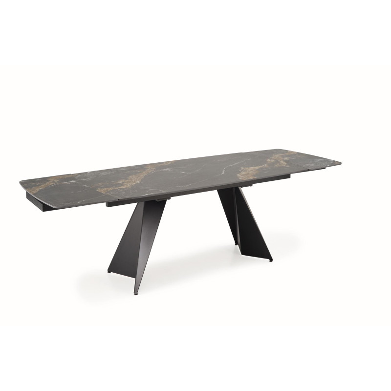 ARMANI stół rozkładany, czarny marmur / czarny (2p1szt)