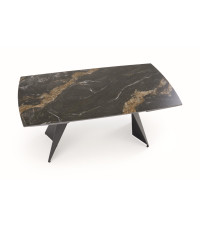 ARMANI stół rozkładany, czarny marmur / czarny (2p1szt)