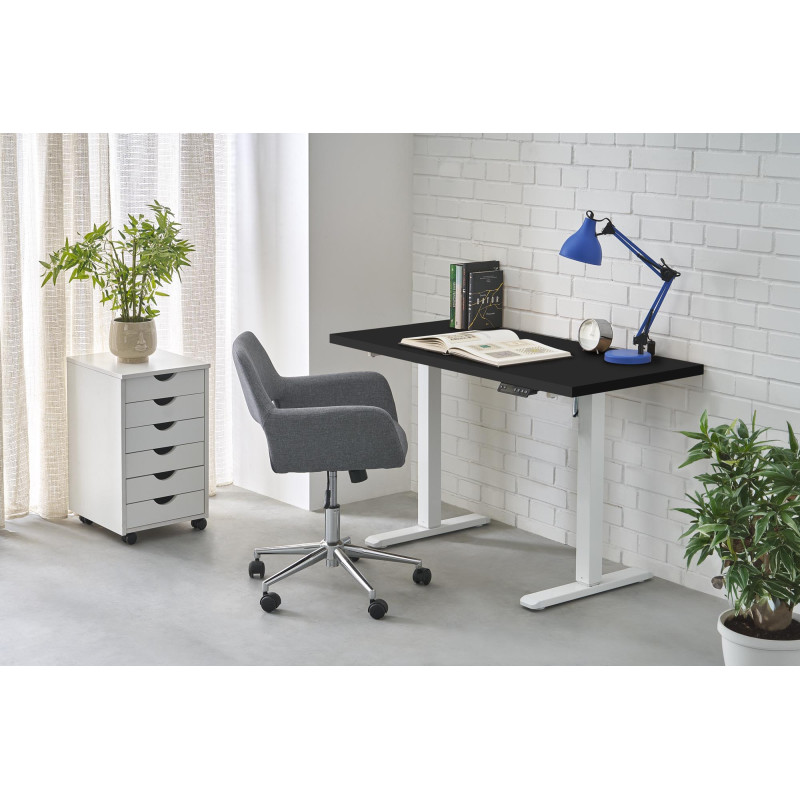 B54 biurko z funkcją regulacji wysokości, blat - czarny, stelaż - biały (2p1szt)