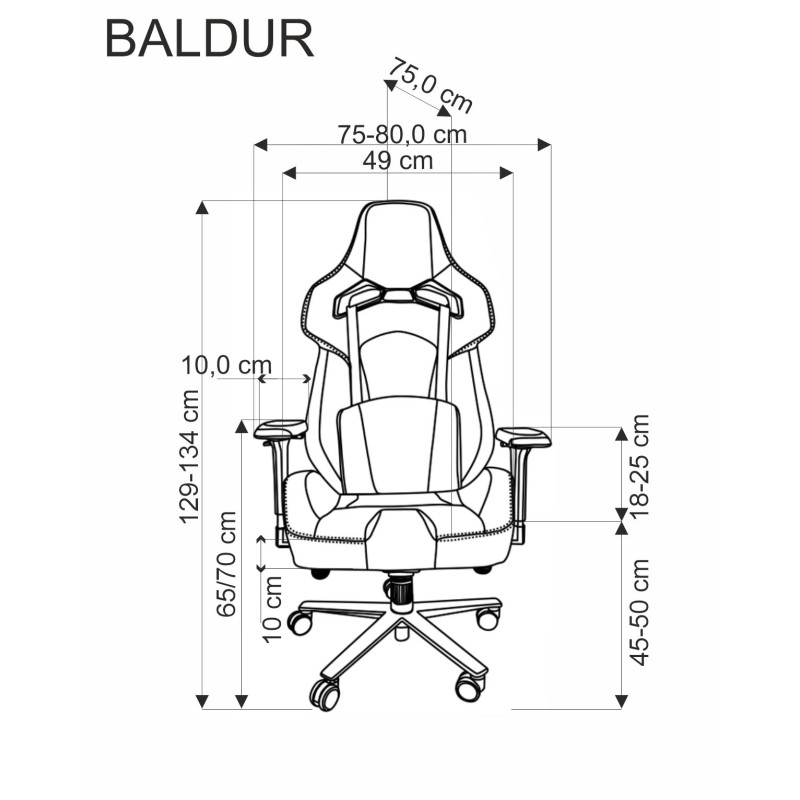 BALDUR fotel gabinetowy c.popielaty / czarny