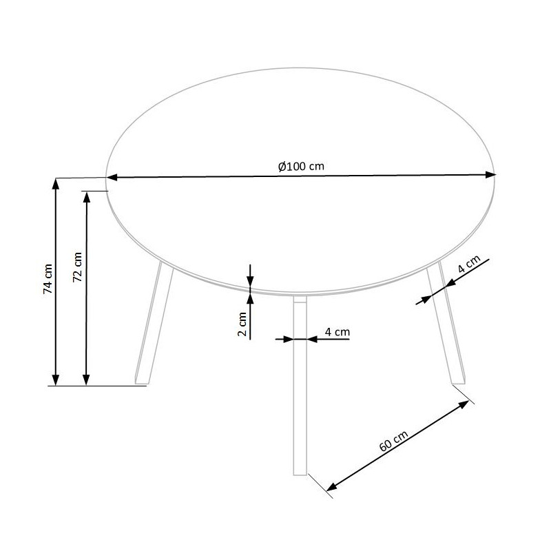 BALROG OKRĄGŁY stół, stelaż - czarny, blat- jasny popiel (2p1szt)