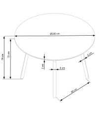 BALROG OKRĄGŁY stół, stelaż - czarny, blat- jasny popiel (2p1szt)