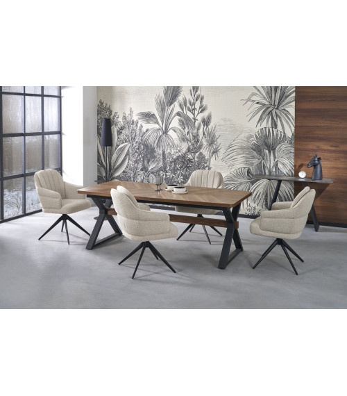 BARON stół rozkładany, orzechowy / czarny (2p1szt)