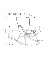 BELMIRO fotel wypoczynkowy z funkcją kołyski, popielaty (1p1szt)
