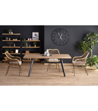 BERLIN stół rozkładany 140-180 cm, blat - orzechowy, stelaż - czarny (2p1szt)