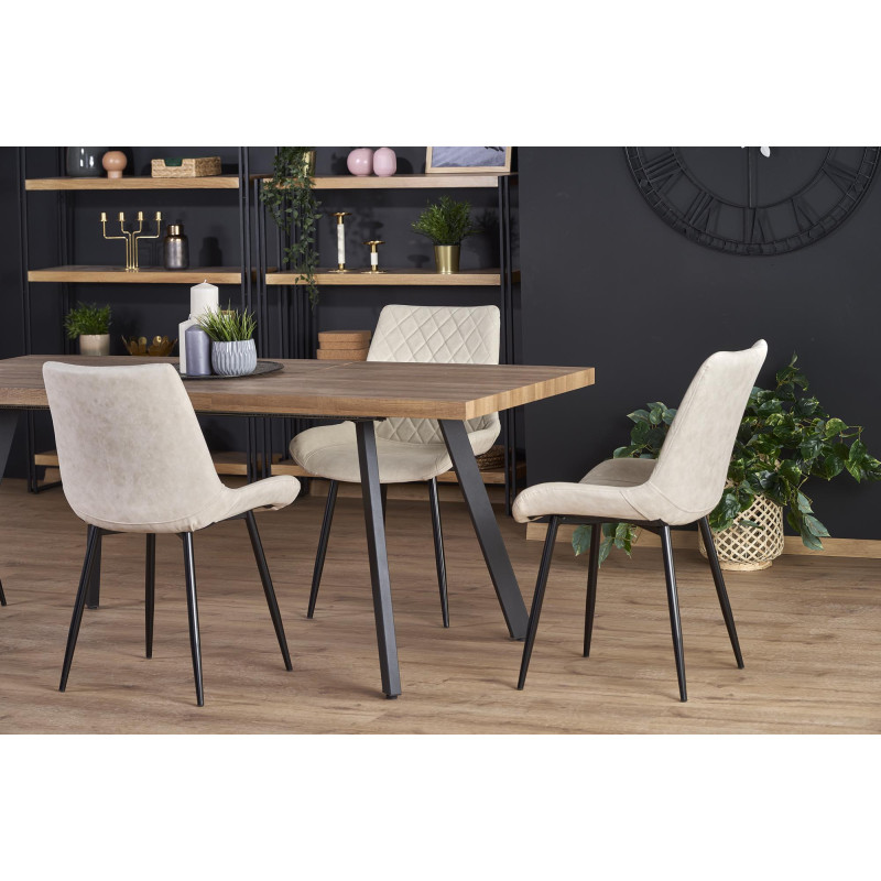 BERLIN stół rozkładany 140-180 cm, blat - orzechowy, stelaż - czarny (2p1szt)