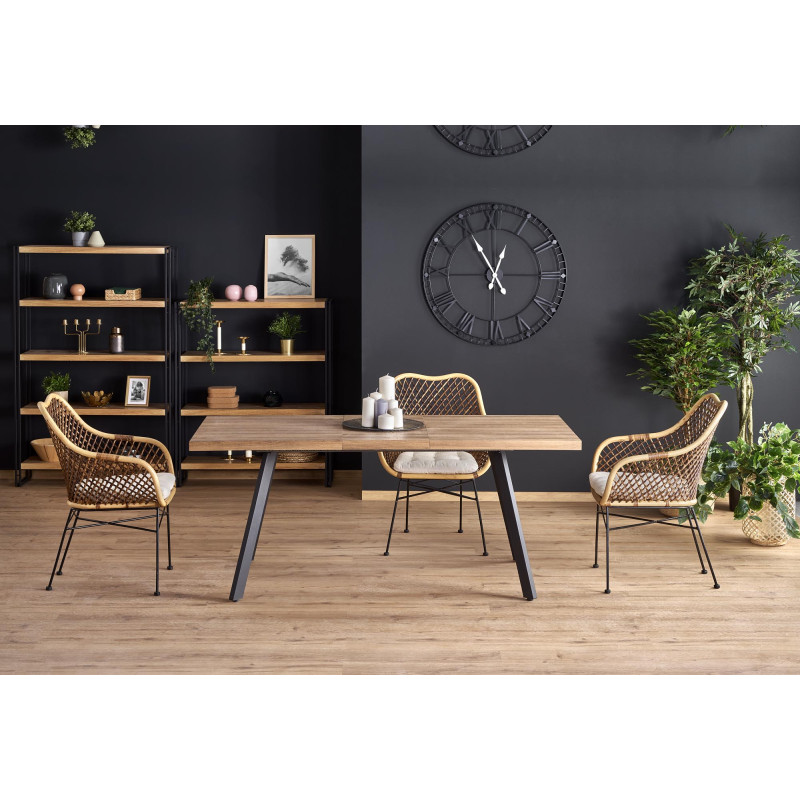 BERLIN stół rozkładany 140-180 cm, blat - orzechowy, stelaż - czarny (2p1szt)