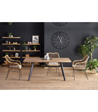 BERLIN stół rozkładany 140-180 cm, blat - orzechowy, stelaż - czarny (2p1szt)