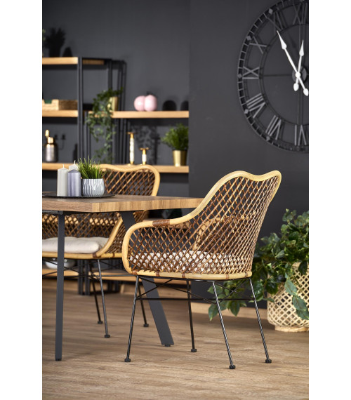 BERLIN stół rozkładany 160/220 cm, blat - orzechowy, stelaż - czarny (1p1szt)