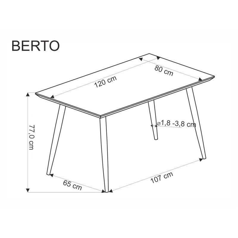 BERTO stół blat - naturalny, noga - czarny (2p1szt)