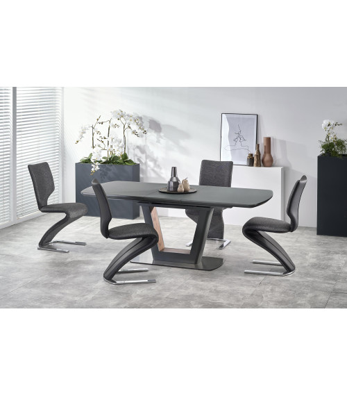 BILOTTI stół rozkładany antracytowy mat / orzech (3p1szt)